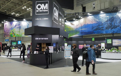 Yokohama, Kanagawa, Japan. 23rd Feb, 2023. The Canon booth showing the  R-series mirrorless cameras at CP 2023, the first in person edition of the  trade show since the beginning of the COVID-19